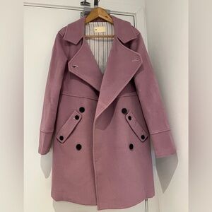 Chic Purple Pink Coat with Striped Interior 100% new